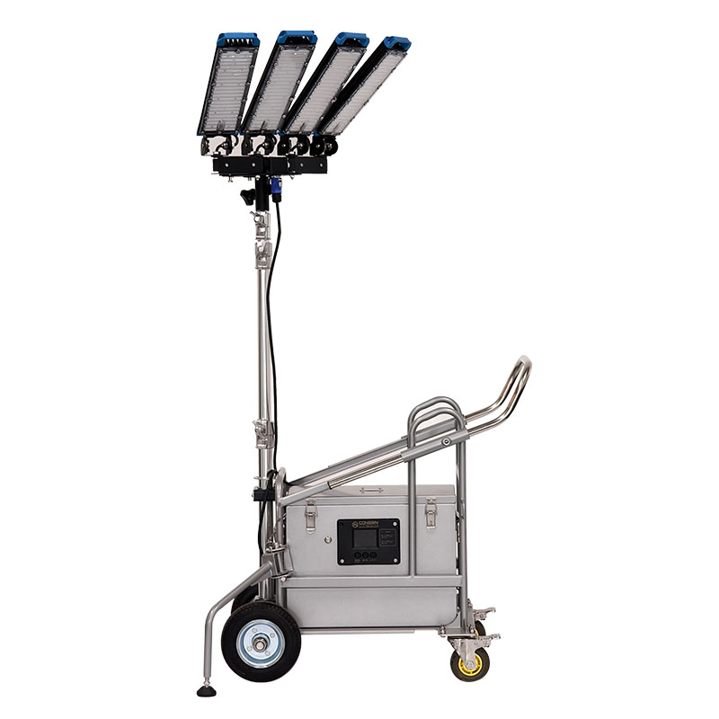 Portable battery powered led light tower system